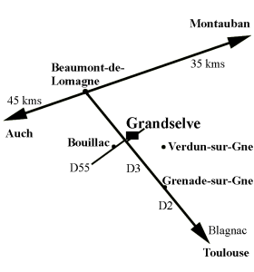 Plan d'accès à l'abbaye de Grandselve.